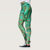 Groene en goudvloeibare marmer leggings (Links)