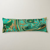 Groene en goudvloeibare marmer lichaamskussen (Achterkant)