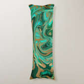Groene en goudvloeibare marmer lichaamskussen (Voorkant Verticaal)