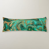 Groene en goudvloeibare marmer lichaamskussen (Voorkant)