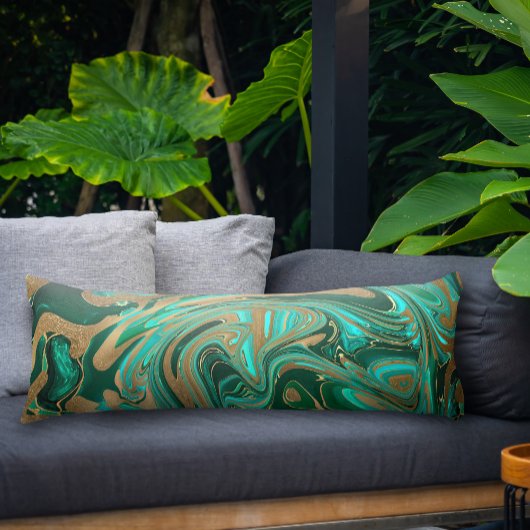 Groene en goudvloeibare marmer lichaamskussen