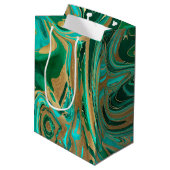 Groene en goudvloeibare marmer medium cadeauzakje (Achterkant Gekanteld)