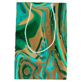 Groene en goudvloeibare marmer medium cadeauzakje (Achterkant)