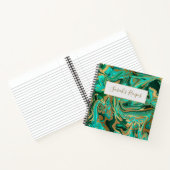 Groene en goudvloeibare marmer notitieboek (Binnen)