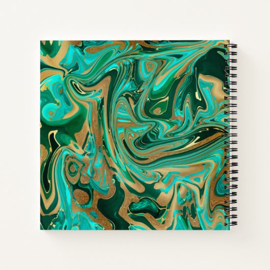 Groene en goudvloeibare marmer notitieboek (Achterkant)