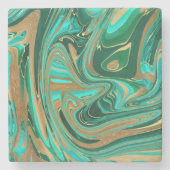 Groene en goudvloeibare marmer stenen onderzetter (Voorkant)