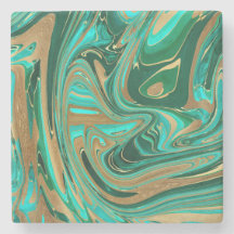 Groene en goudvloeibare marmer