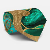 Groene en goudvloeibare marmer stropdas (Opgerold)