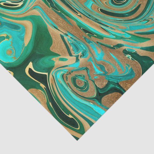 Groene en goudvloeibare marmer tissuepapier (Detail)