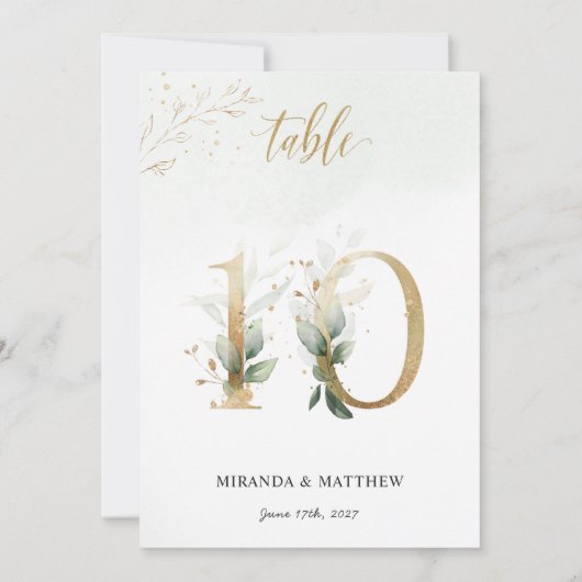 Groene en goudvulling, formaat 5 x 7 inch Tabel Nu Kaart (Achterkant)