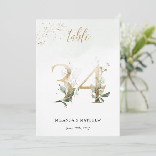 Groene en goudvulling, formaat 5 x 7 Tabel Nummer  Kaart (Staand voorkant)