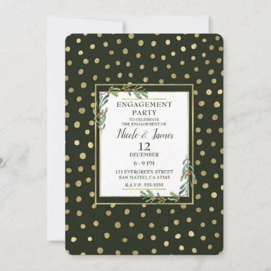 Groene en goudwinterfeestdag kaart (Voorkant)