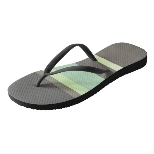 groene en grijze abstracte strepen teenslippers (Schuin)