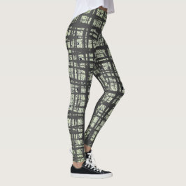 Groene en grijze check legging