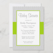 Groene en Grijze Chevron Baby Shower Invitaties Kaart (Voorkant)