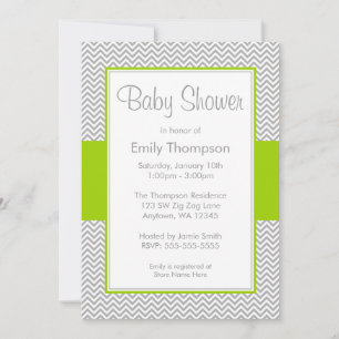 Groene en Grijze Chevron Baby Shower Invitaties Kaart