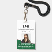 Groene en grijze ID-badge voor professionele medew Badge (Voorzijde met lanyard)