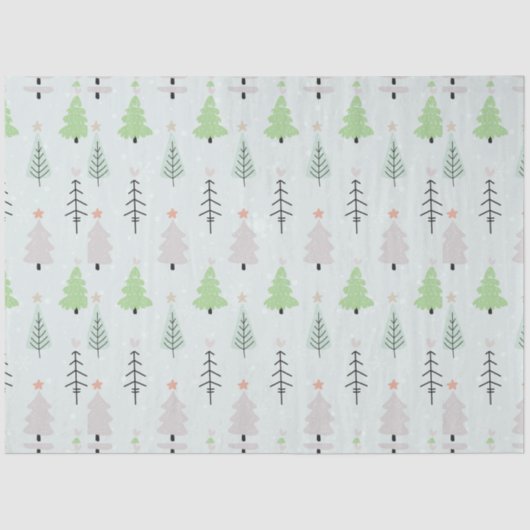 Groene en grijze kerstbomen sterren kerst tissuepapier (Voorkant)