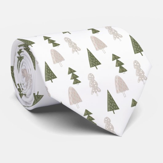 Groene en Grijze Moderne Kerstbomen Stropdas (Opgerold)