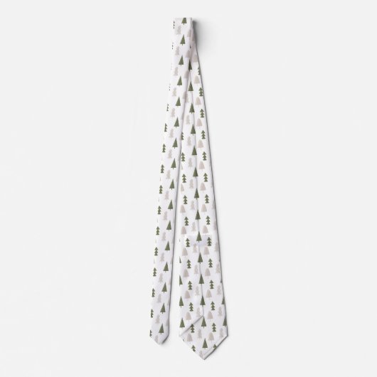 Groene en Grijze Moderne Kerstbomen Stropdas (Achterkant)