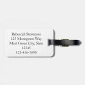  groene en grijze monogram Quatrefoil naam Bagagelabel (Achterkant horizontaal)