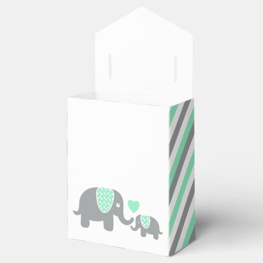 Groene en Grijze Streep Olifant Bedankdoosjes (Geopend)