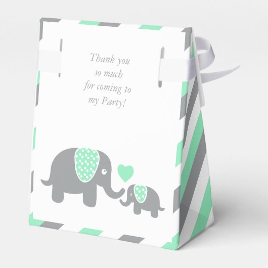 Groene en Grijze Streep Olifant Bedankdoosjes (Achterkant)