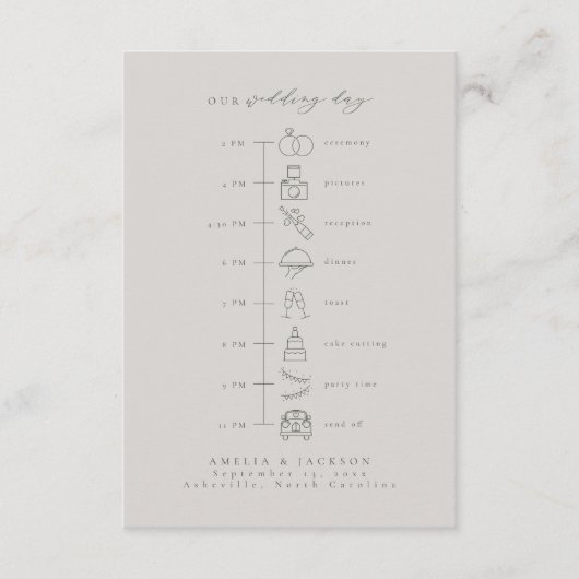 Groene en Grijze Tijdlijn van het Huwelijk Orde va Informatiekaartje (Voorkant)