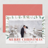 Groene en Holly Vrolijke Kerstmis Fotokaarten Feestdagenkaart (Voorkant / Achterkant)