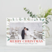 Groene en Holly Vrolijke Kerstmis Fotokaarten Feestdagenkaart (Staand voorkant)