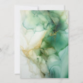 Groene en Ivoor Alcohol Ink Bruiloft Kaart (Achterkant)