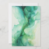 Groene en Ivoor Alcohol Ink Bruiloft Kaart (Achterkant)