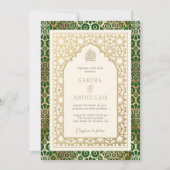 Groene en Ivoor Islamitische Boog Moslim Bruiloft Kaart (Voorkant)