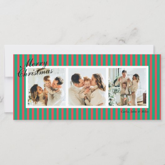 Groene en Koraal Chic Verticale Strepen 3 Foto (Voorkant)