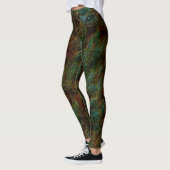 Groene en koraalgespikkelde wandstijl leggings (Links)