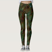 Groene en koraalgespikkelde wandstijl leggings (Voorkant)