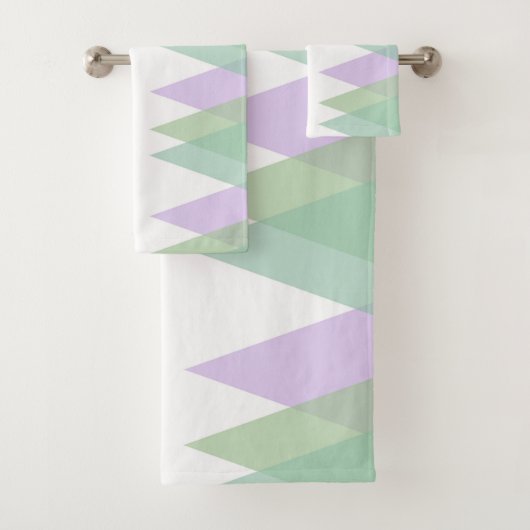 Groene en lila driehoeken bad handdoek (Insitu)