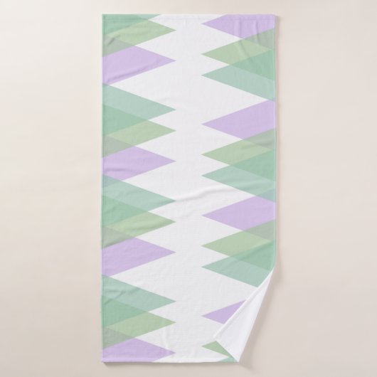 Groene en lila driehoeken badhanddoek (Badhanddoek)