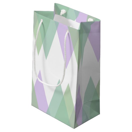 Groene en lila driehoeken klein cadeauzakje (Achterkant Gekanteld)