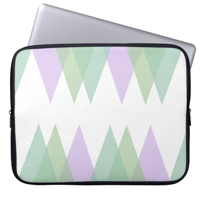 Groene en lila driehoeken laptop sleeve (Voorkant)