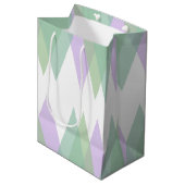 Groene en lila driehoeken medium cadeauzakje (Voorkant Gekanteld)