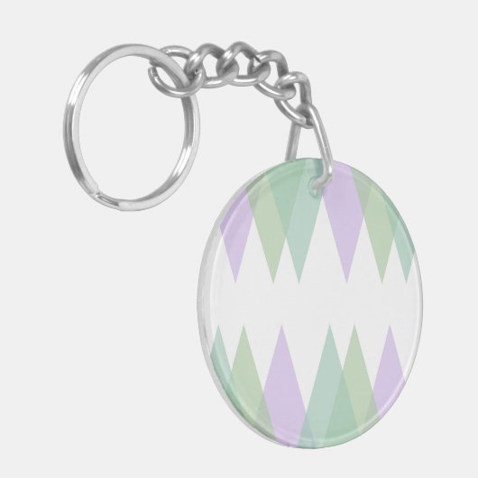 Groene en lila driehoeken sleutelhanger (Voorkant Links)