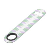 Groene en lila driehoeken speed flessenopener (Voorkant Gekanteld)