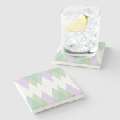 Groene en lila driehoeken stenen onderzetter (Zijkant)