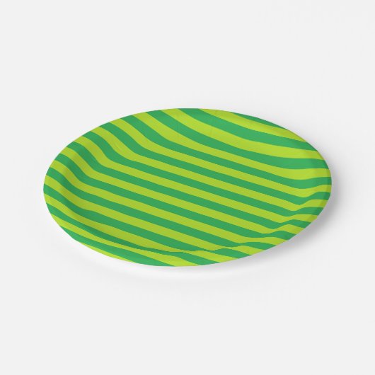 Groene en lime groene strepen papieren bordje (Gekanteld)