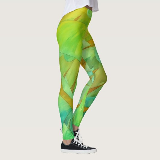 Groene en Limoen Artsy Leggings (Rechts)