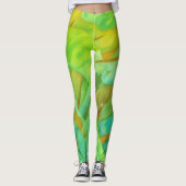 Groene en Limoen Artsy Leggings (Voorkant)