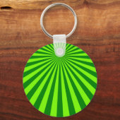 Groene en Limoen Funky Striped Abstracte Kunst Sleutelhanger (Voorkant)