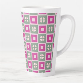 Groene en Magenta Gebloemde Bloem Latte Mok