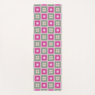 Groene en Magenta Geblokte Bloem Yoga Mat